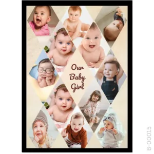 Baby Girl Photo Collage Frame – Diamond Shape Geometric Design