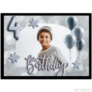 Metallic 4th Birthday Collage – Silver Balloon Theme