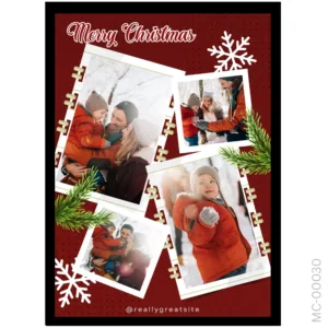 Snowy Family Jigsaw Collage – Traditional Red Art
