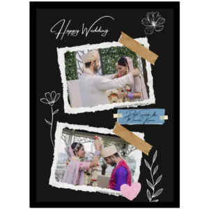 Torn Paper Dark Theme Collage – Custom Name Note A4 Frame