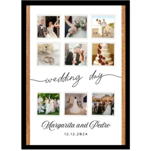 Modern Wood Border Collage – "Wedding Day" Script Design