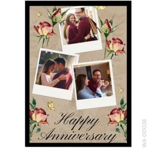 Rustic Anniversary Photo Frame – Vintage Rose & Tilted Polaroid